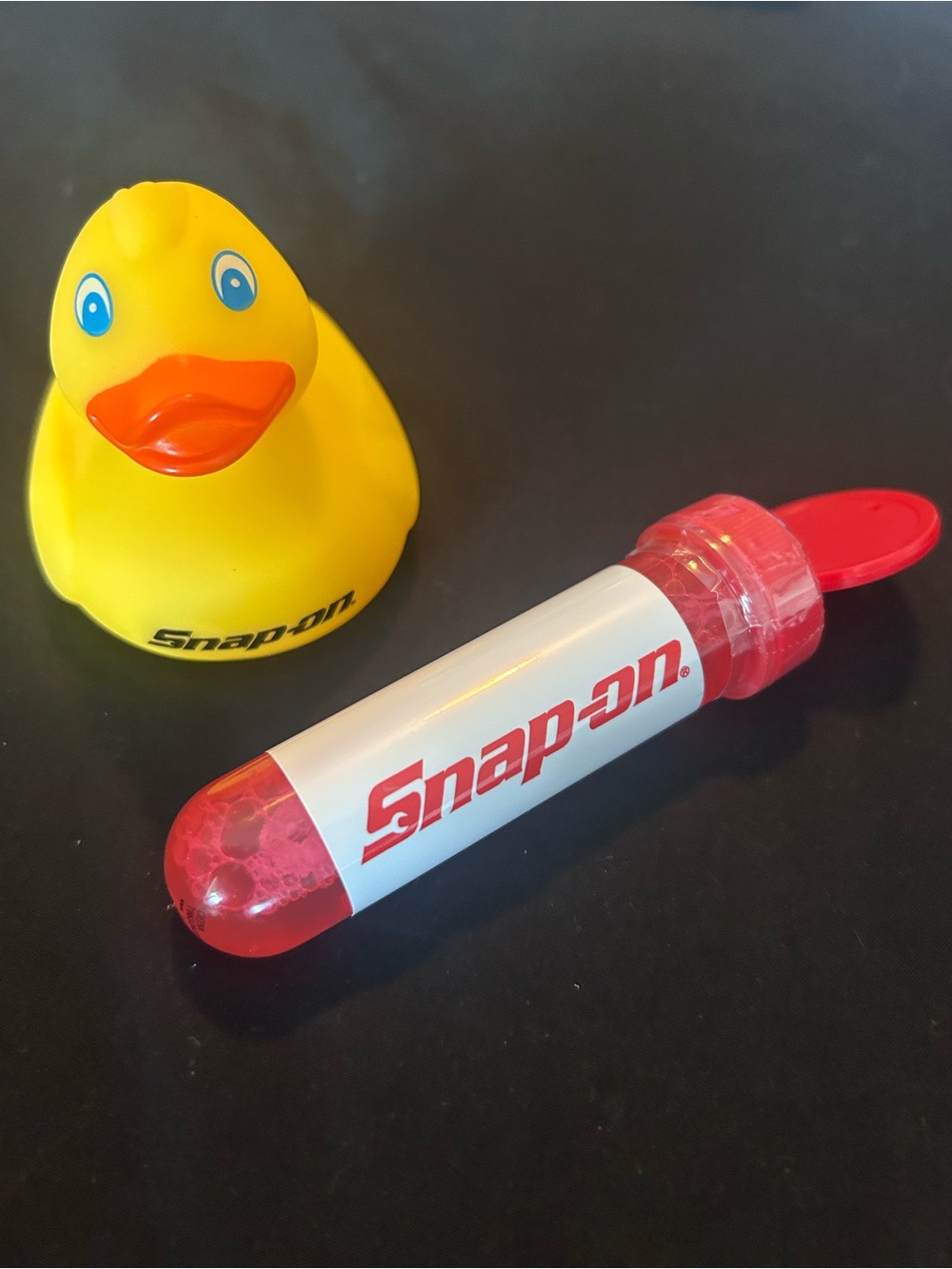 Snap-on Kids Bath Toy Set - Yellow Duck with Red Bubble Popper